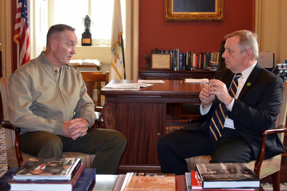 U.S. Senator Dick Durbin (D-IL) met with General Joseph Dunford, Commander of International Security Assistance Force and United States Forces-Afghanistan, to discuss Afghanistan.